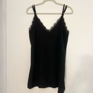 Black Zara Lace Trim Mini Slip Dress